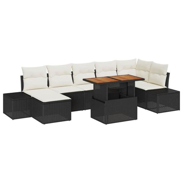 Garten-Sofa-Set 8-teilig Cremefarbene Kissen mit schwarzem Rahmen