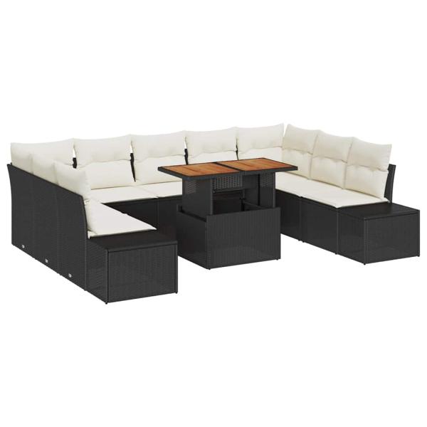 Garten-Sofa-Set 10-teilig Creme und Schwarz
