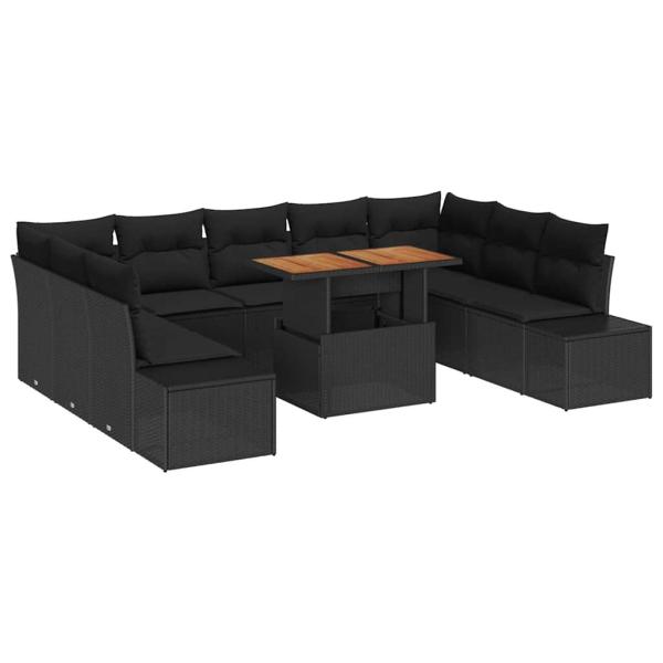 Garten Sofa Set Set aus 10 Schwarz Rattan, Aluminium