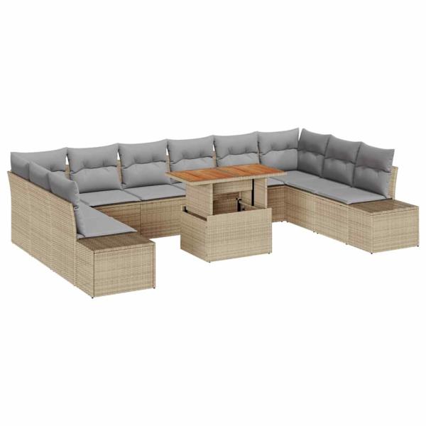 Garten-Sofaset Set von 11 Grau Rattan Outdoor-Essbereich