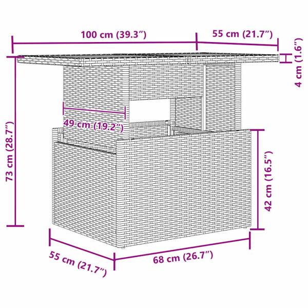 Garten Sofa Set 9-teilig Schwarz Rattan Gartenmöbel Rechteckig