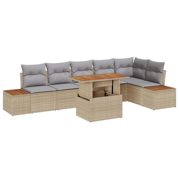 Garten-Sofa-Set Set mit 7 Teilen Beige Rattan Garten-Sofa-Set