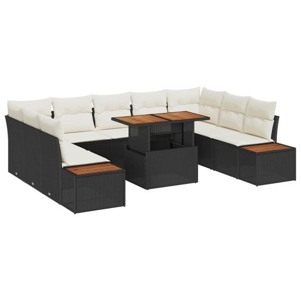 Garten Sofa Set Set aus 6 Schwarzer Rahmen mit beigen Kissen