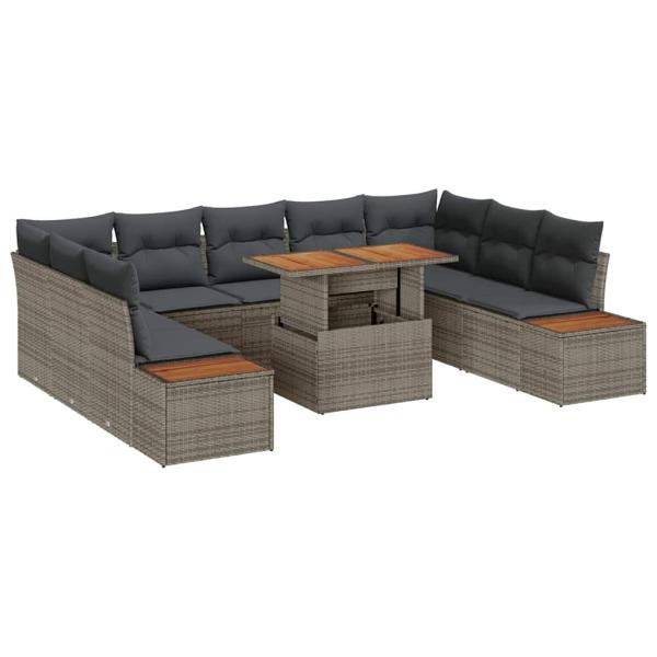 Garten Sofa Set 10-teilig Anthrazit, Hellgrau, Hellbraun
