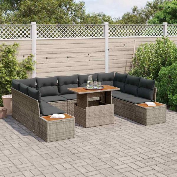 Garten Sofa Set 10-teilig Anthrazit, Hellgrau, Hellbraun