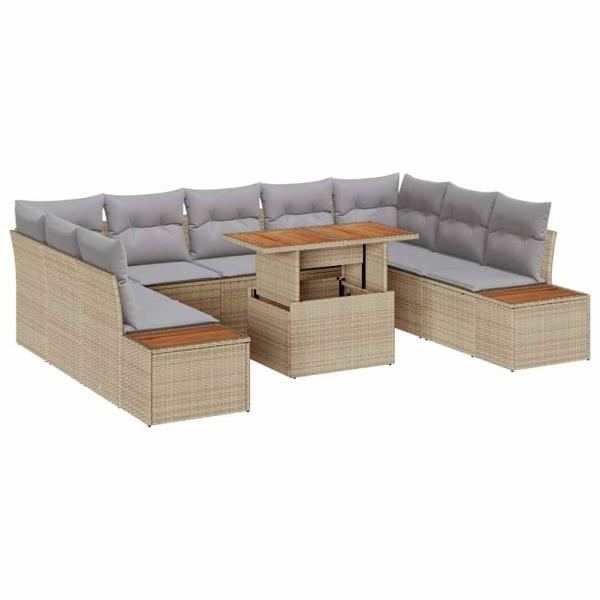Gartensofa-set 10 Stk. Beige Poly-Rattan