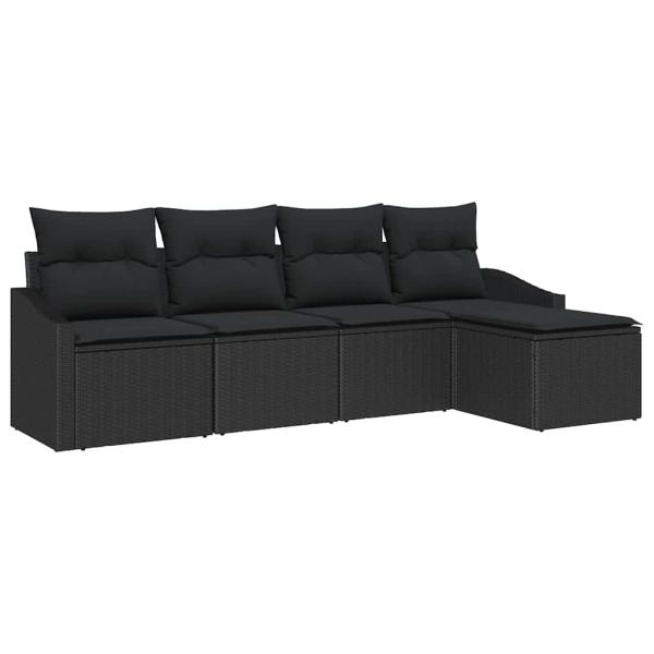 Sofa Set 5 stk. Schwarz Poly-Rattan