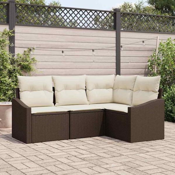 ARDEBO.de - Garten-Sofa-Set 4-teilig Braun Rattan Garten-Eck-Sofa