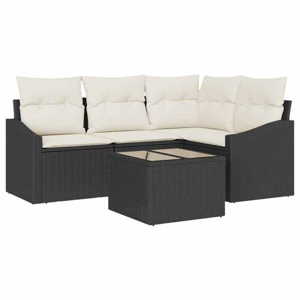 Garten Sofa Set 5-teilig Beige Kissen und schwarzer Rahmen