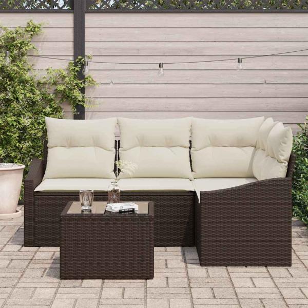 Garten Sofa Set Set aus 5 Creme, Braun