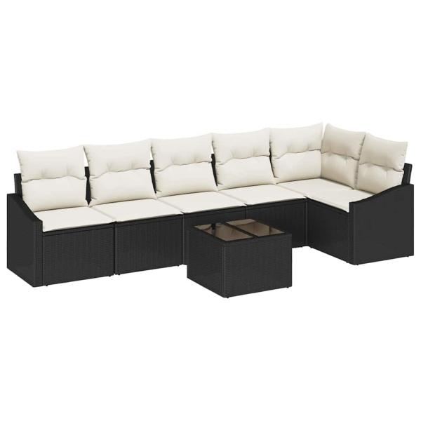 Garten-Sofa-Set Set aus 7 Schwarz PE-Rattan Outdoor-Sofa