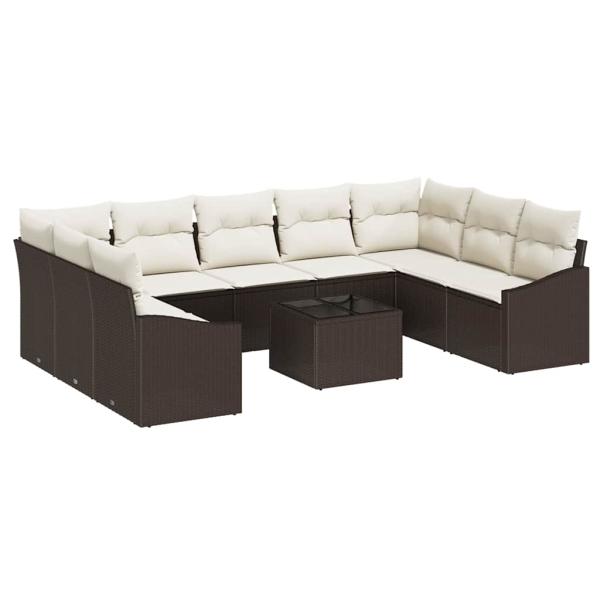Garten-Sofa-Set Set aus 10 Elfenbein Poly-Rattan