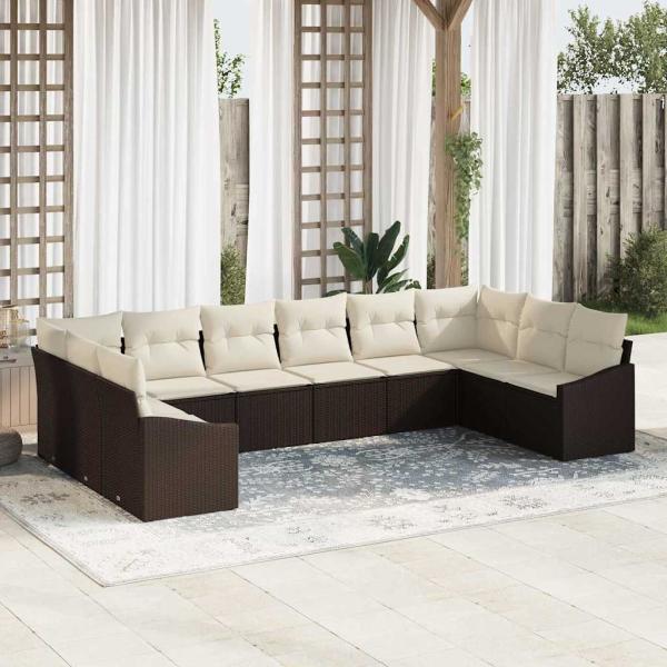 ARDEBO.de - Garten Sofa Set Set aus 10 Beige Rattan Garten Loveseat