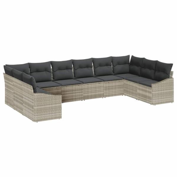 Garten Sofa Set 10-teilig Dunkelgrau Rattan Garten Liegesofa