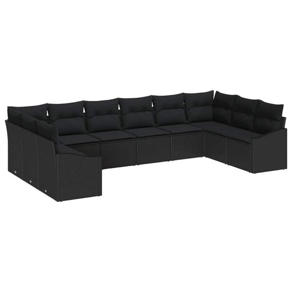 Gartensofa-set 10 stk. Schwarz Poly-Rattan