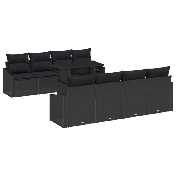 Garten Sofa Set 7-teilig Schwarz Poly Rattan Garten Sofa Set