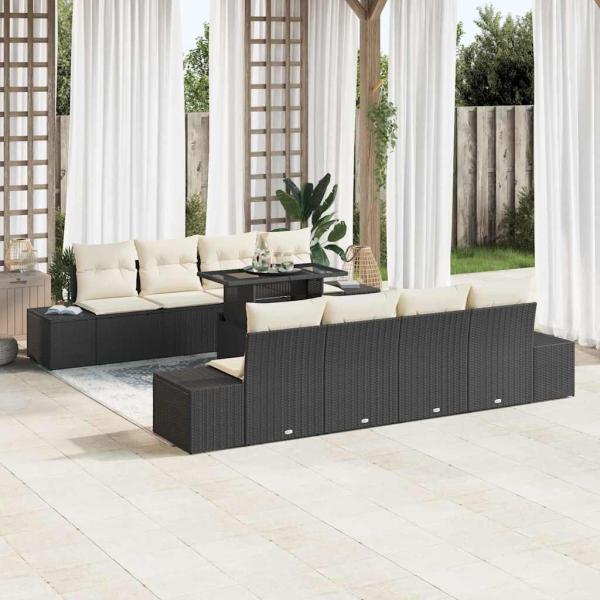 ARDEBO.de - Garten Sofa Set 7-teilig Beige Poly Rattan Garten Sofa Set