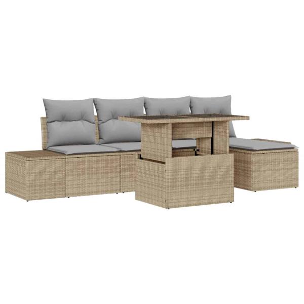Garten-Sofa-Set 6-teilig Beige, Grau