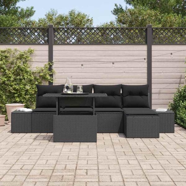 Garten Sofa Set 6 Teile Schwarz Rattan Garten Sofa Set