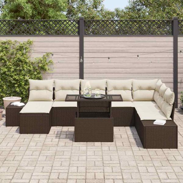 Garten Sofa Set Set von 9 Beige und Braun
