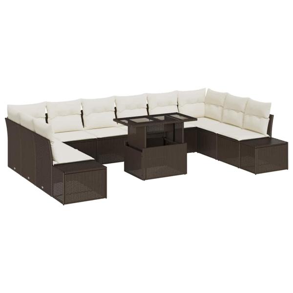 Garten Sofa Set 11 Teile Beige und Dunkelbraun