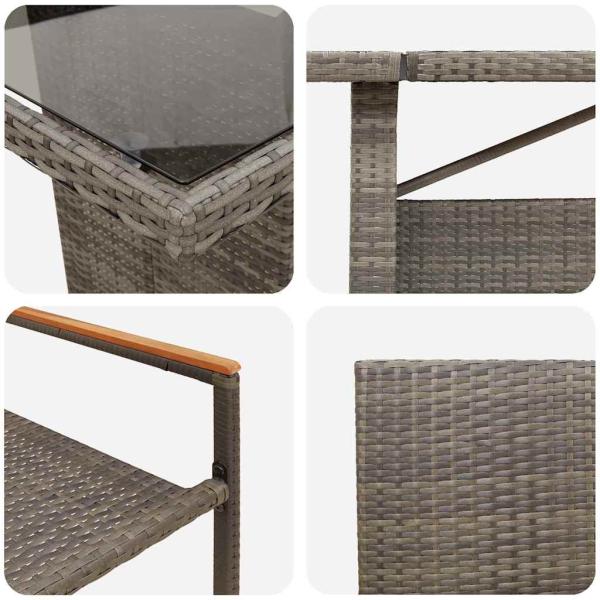 11-teiliges Garten-Esszimmer-Set Grau Poly Rattan