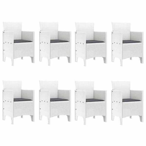 Garten Esszimmer Set 9-teilig Weiß Rattan Langlebig
