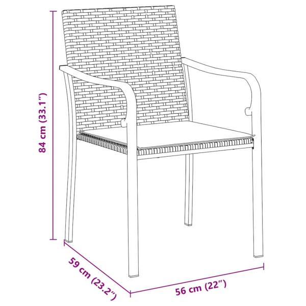 5-teiliges Garten-Esszimmer-Set mit Kissen in Braun aus Poly Rattan