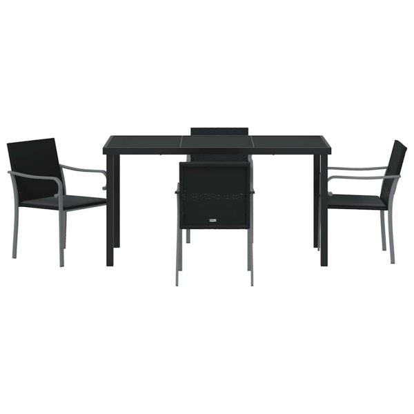 5-teiliges Gartenset mit Kissen in Schwarz aus Poly Rattan