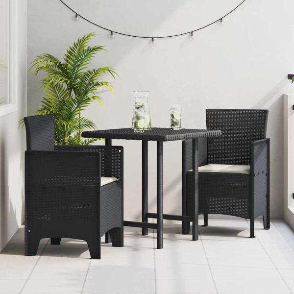 ARDEBO.de - Gartenstuhl Set von 2 Anthrazit, Cremeweiß Kunststoff-Rattan