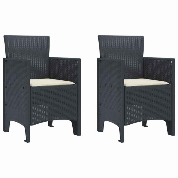 Gartenstuhl Set von 2 Anthrazit, Cremeweiß Kunststoff-Rattan