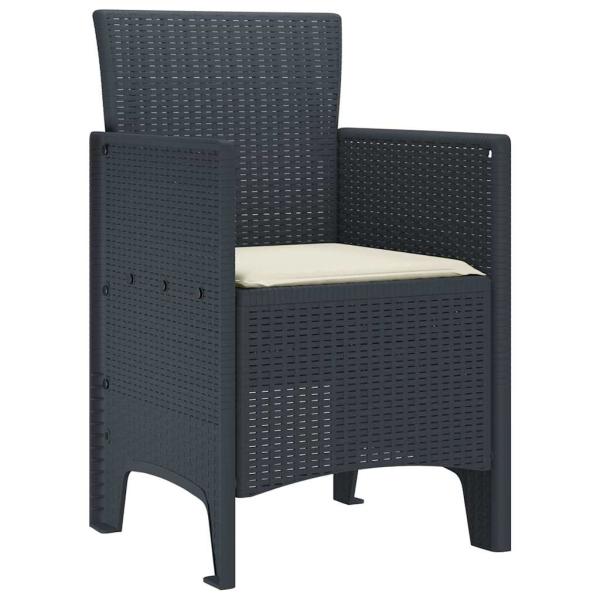 Gartenstuhl Set von 2 Anthrazit, Cremeweiß Kunststoff-Rattan