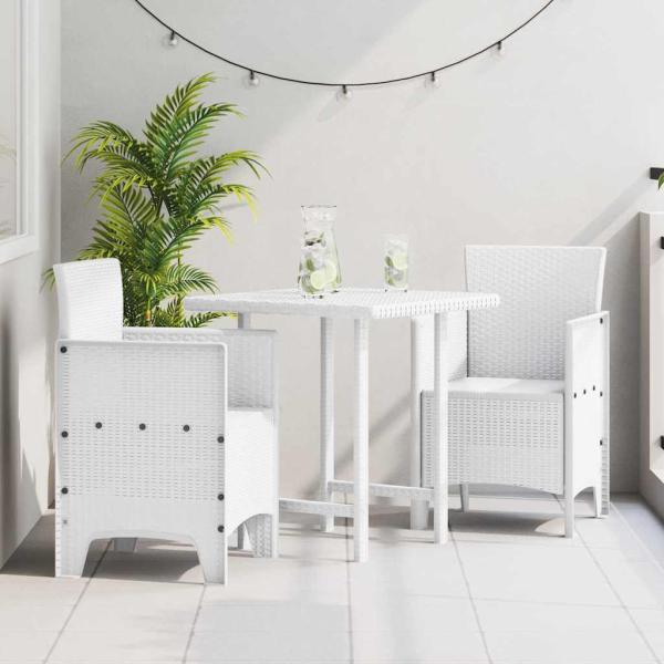 ARDEBO.de - Gartenstuhl Set aus 2 Weiß Kunststoff-Rattan-Stil Standard