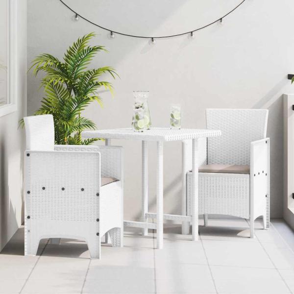 ARDEBO.de - Gartenstuhl Set aus 2 Weiß Taupe Kunststoff-Rattan Polyester