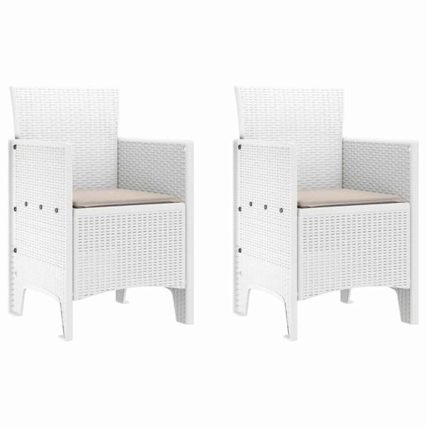 Gartenstuhl Set aus 2 Weiß Taupe Kunststoff-Rattan Polyester