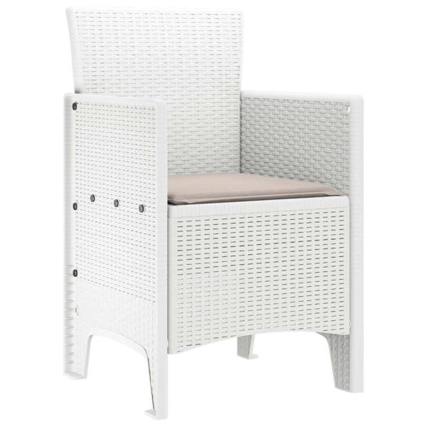 Gartenstuhl Set aus 2 Weiß Taupe Kunststoff-Rattan Polyester