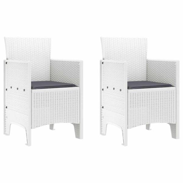 Gartenstuhl Set von 2 Weiß, Anthrazit Polypropylen, Polyester