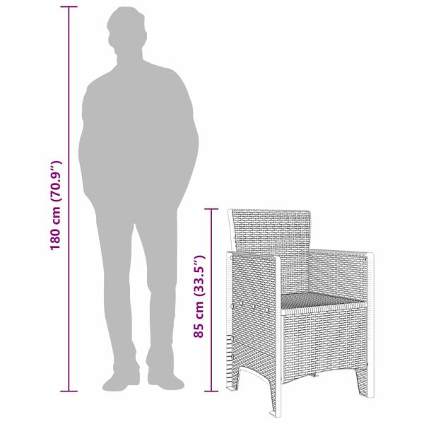 Gartenstuhl Set aus 2 Hellgrau Kunststoffharz Standard Leicht