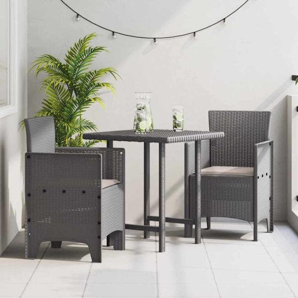 ARDEBO.de - Gartenstuhl Set mit 2 Hellgrau Poly-Rattan und Stahl Standard