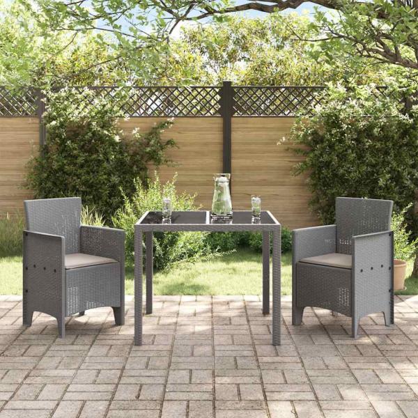 Gartenstuhl Set mit 2 Hellgrau Poly-Rattan und Stahl Standard