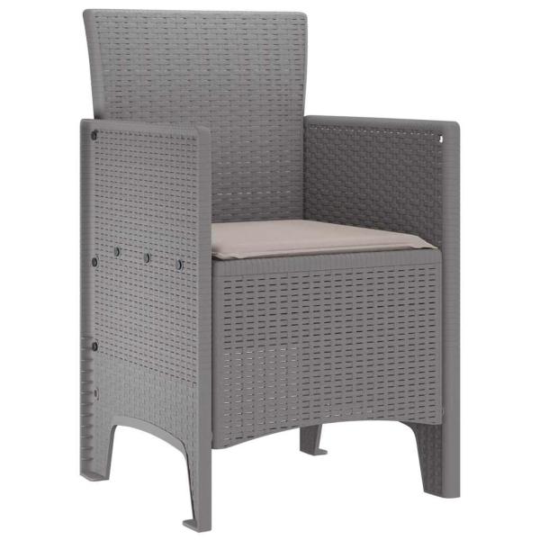 Gartenstuhl Set mit 2 Hellgrau Poly-Rattan und Stahl Standard