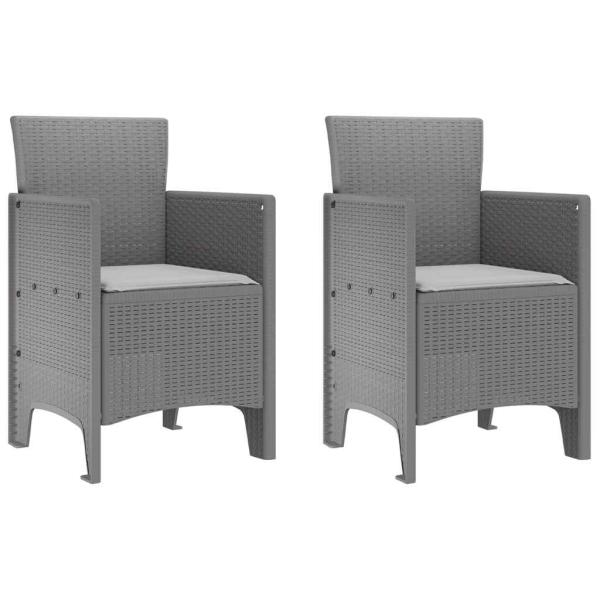 Gartenstuhl Set aus 2 Hellgrau Kunststoff Rattan Standard
