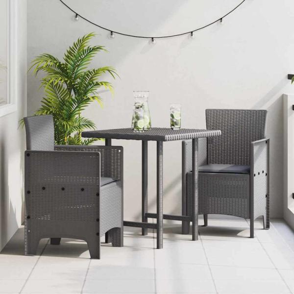 ARDEBO.de - Gartenstuhl Set mit 2 Hellgrau, Anthrazit Polypropylen Standard