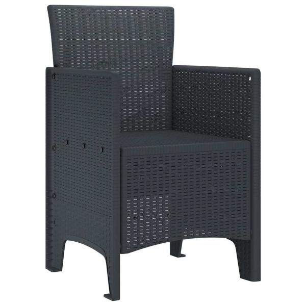 Gartenstuhl Set von 4 Anthrazit Poly-Rattan Mittel Leicht