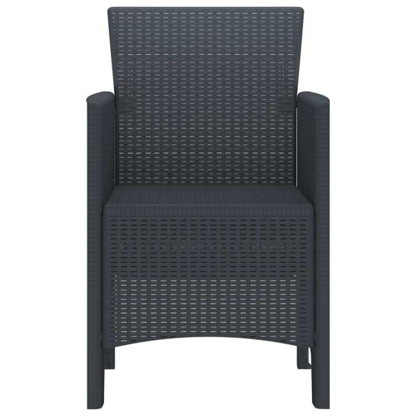 Gartenstuhl Set von 4 Anthrazit Poly-Rattan Mittel Leicht