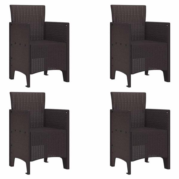 Gartenstühle 4 Stück Braun Poly Rattan