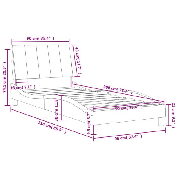 Bett mit Matratze Rosa 90x200 cm Samt