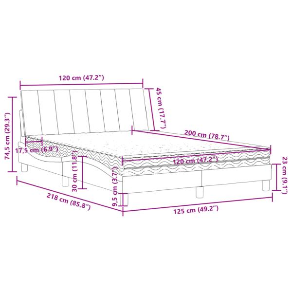 Bett mit Matratze Rosa 120x200 cm Samt
