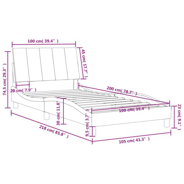 Bett mit Matratze Rosa 100x200 cm Samt