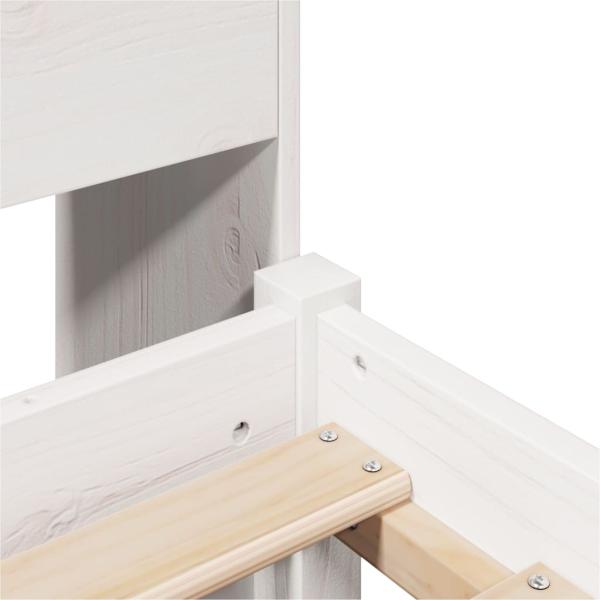 Massivholzbett mit Regal ohne Matratze Weiß 75x190 cm Kiefer